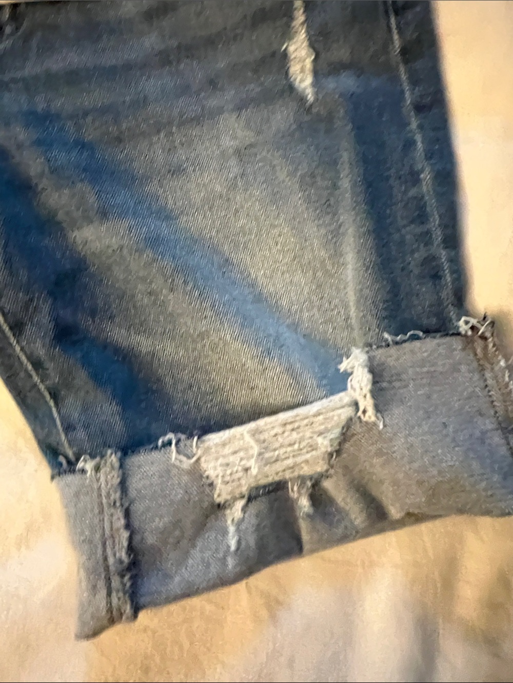KanCan Blue Distressed Denim Bermuda Shorts with Rolled Hem - Picture 4 of 6